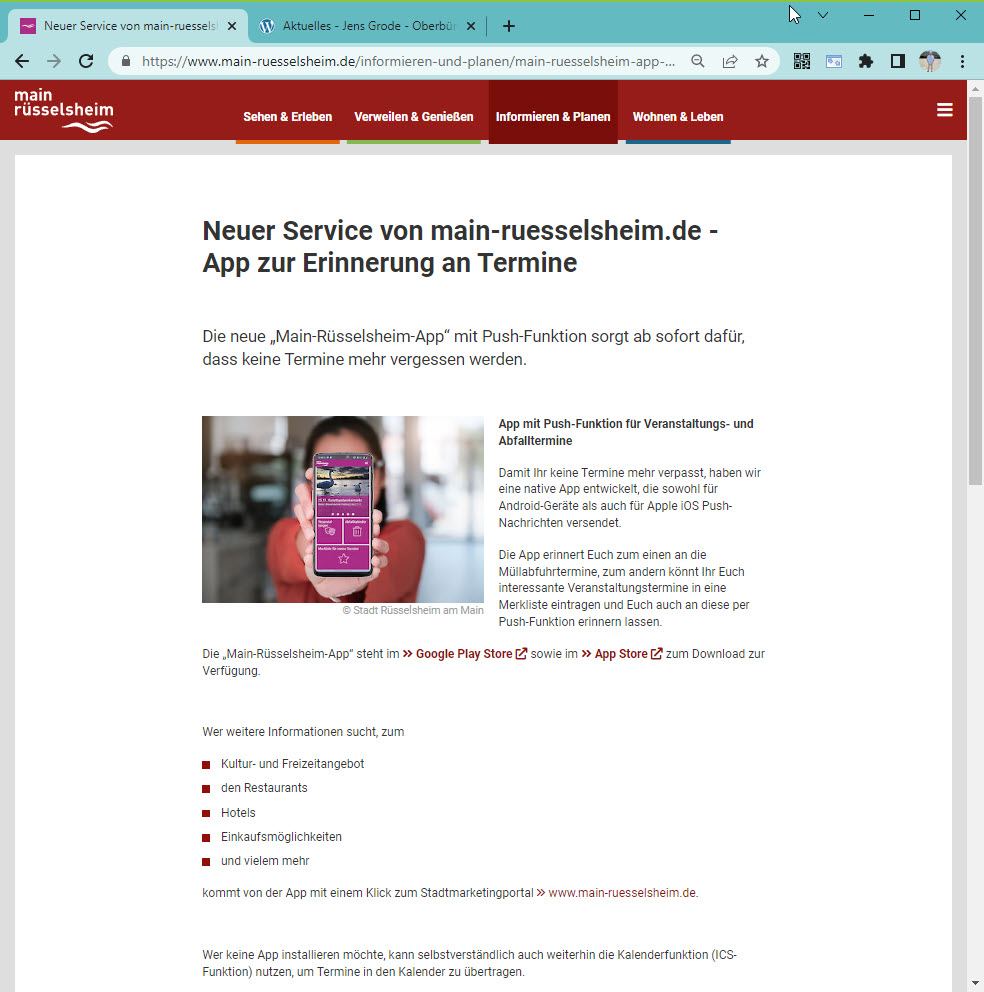 Beispiele für die Digitalisierung in Rüsselsheim - Die Termin-App